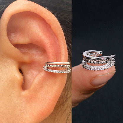 1Pc Hollow Geometry Rainbow CZ Cuff Wrap Clip On Earrings Women Girls Climber Ear Cartilage Bone Clips Fake Earring Non Piercing